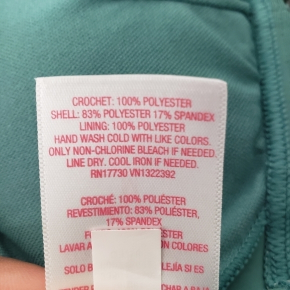 Xhilaration Green Crotchet Tie Bikini Top Sz M - Picture 4 of 5